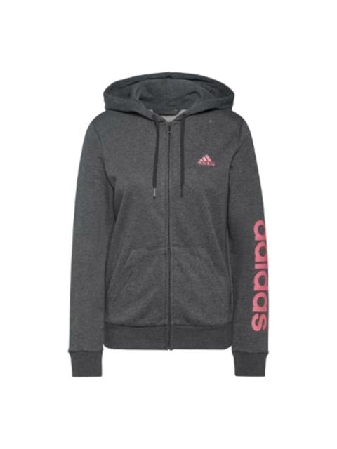 adidas (WMNS) adidas Essentials Logo Full-Zip Hoodie 'Grey Pink' H07750
