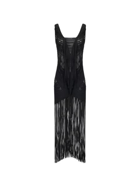 ELISABETTA FRANCHI fringed midi dress