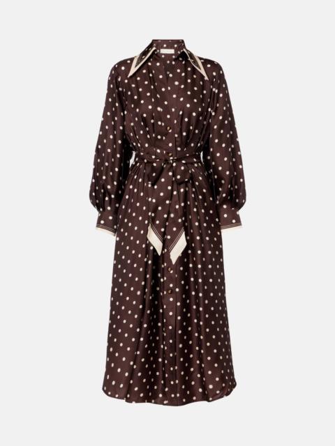 Zimmermann Polka-dot belted silk shirt dress