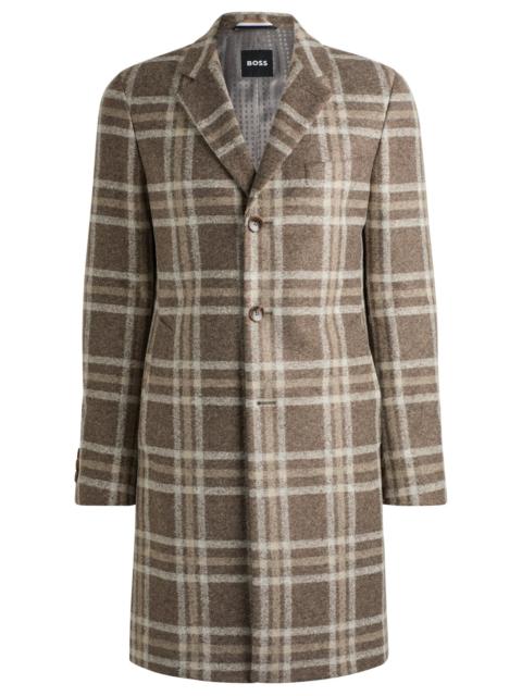 BOSS SLIM-FIT COAT WITH ALL-OVER CHECK