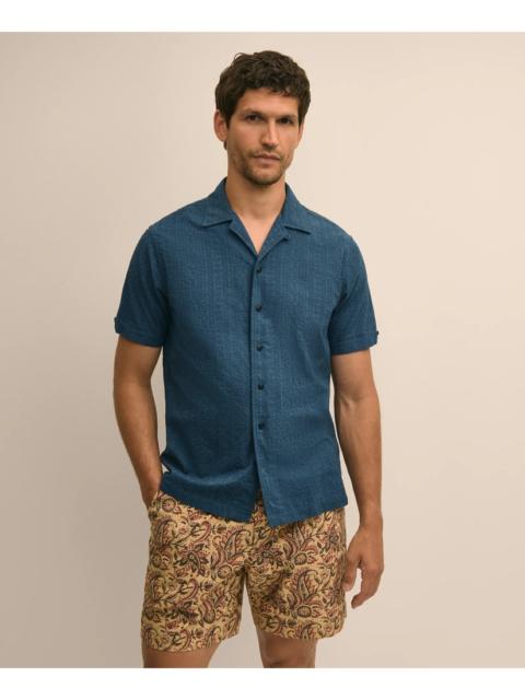 Brooks Brothers Cotton Embroidered Geo Camp Collar Short-Sleeve Shirt