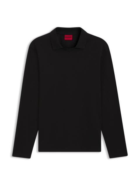 HUGO STRETCH-COTTON RELAXED-FIT POLO SHIRT WITH JOHNNY COLLAR