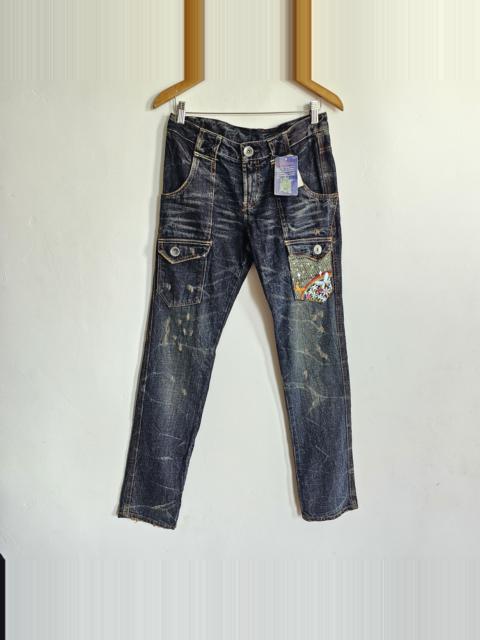 Other Designers If Six Was Nine × Japanese Brand × Le Grande Bleu (L.G.B.) - Vintage Amazing Embroidered Distressed Low Rise Jeans