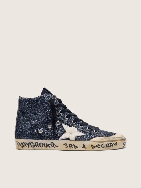 Golden Goose Women’s Francy in dark blue glitter with white star