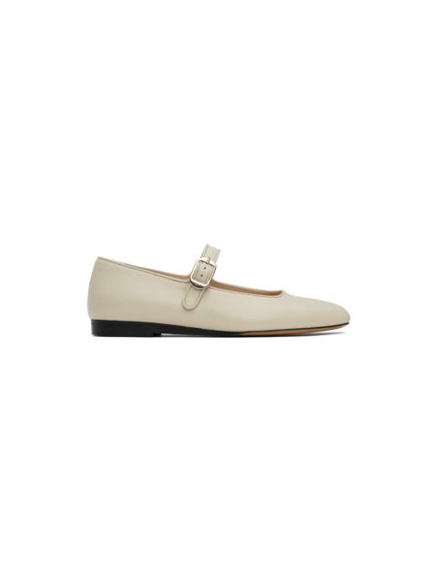 Off-White Leather Mary Jane Ballerina Flats