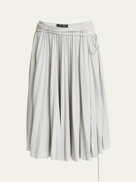 Margo Pleated Self-Tie Gauzy Jersey Midi Skirt