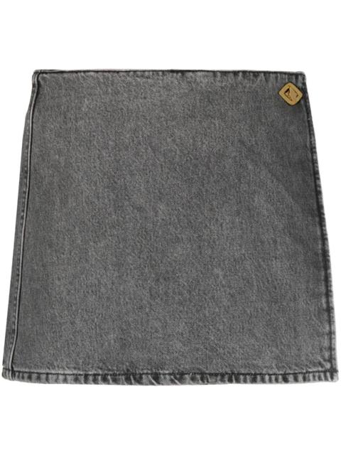 GANNI GANNI Black Washed Wrap Mini Skirt