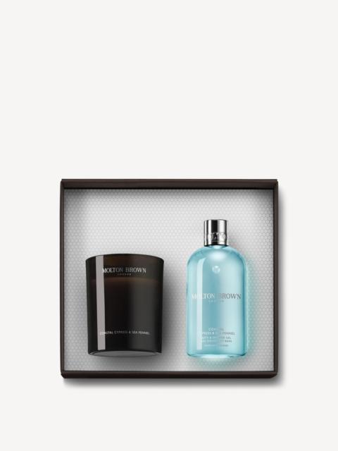 Molton Brown Coastal Cypress & Sea Fennel Signature Candle & Bath & Shower Gel Gift Set