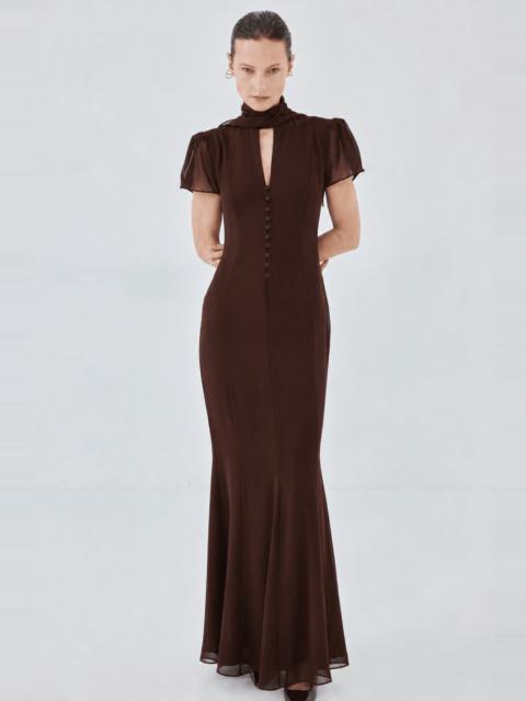 De La Vali NIEBLA MAXI DRESS IN PLUM CHIFFON