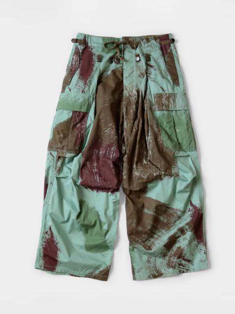 Kapital COMBED BURBERRY BRUSH-CAMO EASY PANTS - TURQUOISE