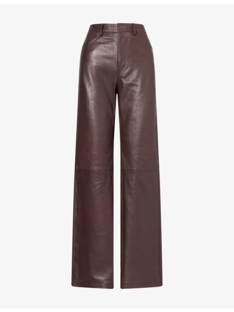 ROTATE Mid-Rise Straight-Leg Leather Trousers