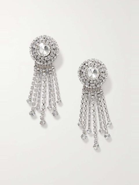 Silver-tone crystal clip earrings
