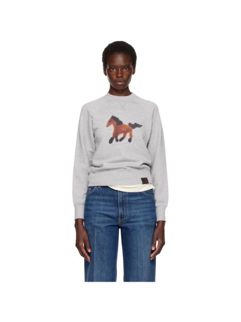 Stella McCartney Gray Watercolour Horse Sweatshirt