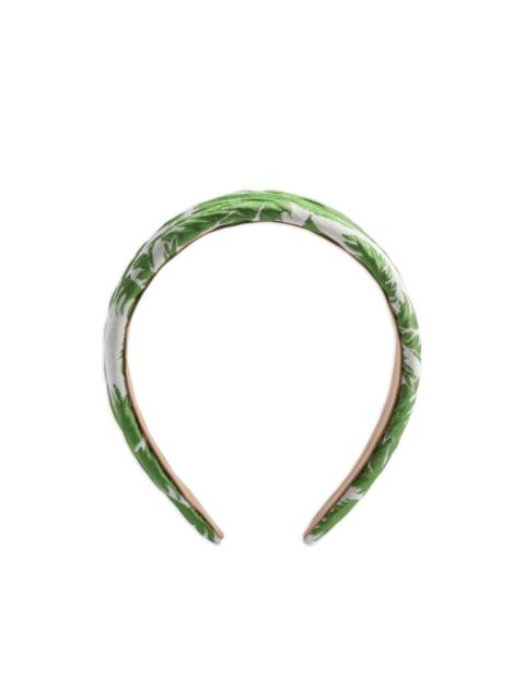 La DoubleJ leaf-print padded head band