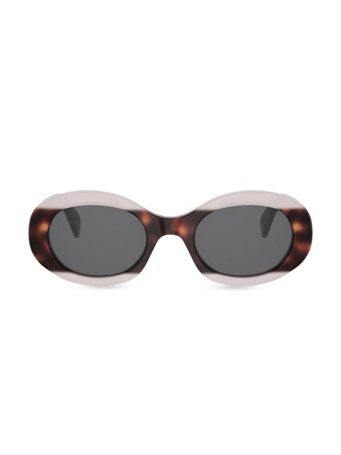 CELINE Women's TRIOMPHE 50MM Logo Oval sunglasses - Pink Havana Smoke