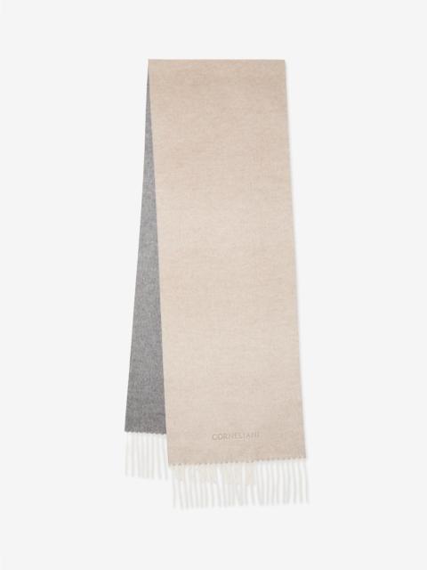CORNELIANI Double beige/grey silk and cashmere scarf