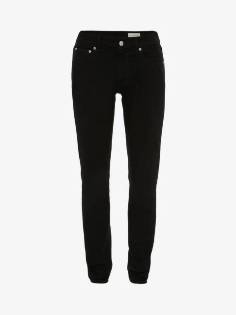 Alexander McQueen Men's McQueen Graffiti Denim Jeans in Black