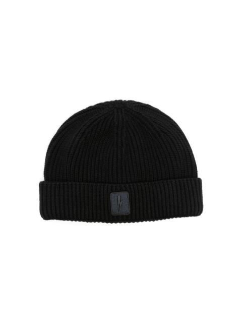 Neil Barrett logo-embroidered ribbed knit beanie