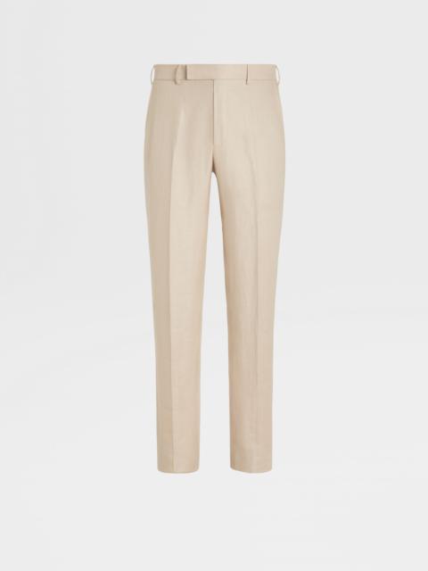 ZEGNA LIGHT BEIGE PURE LINEN PANTS