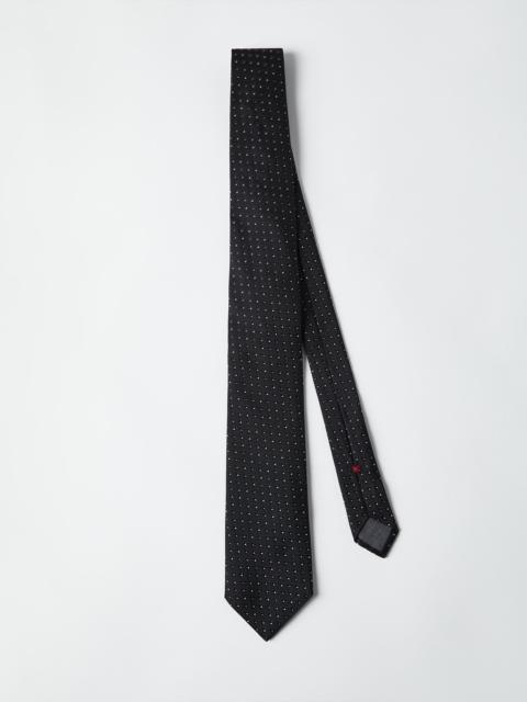 Silk tie with polka dot jacquard