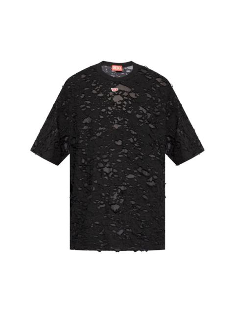 distressed-effect cotton T-shirt