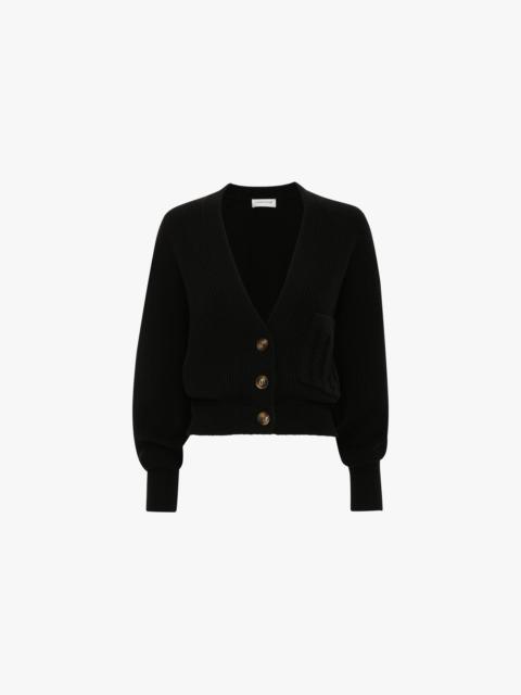 Victoria Beckham Cable Pocket Cardigan In Black