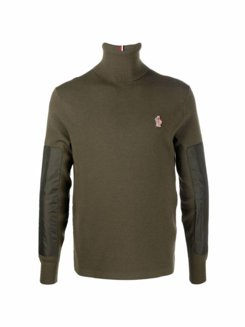 panelled logo-patch knitted jumper