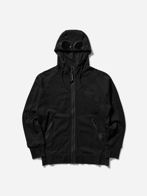 Men's Diagonal Raised Fleece Goggle Zipped Hoodie Black