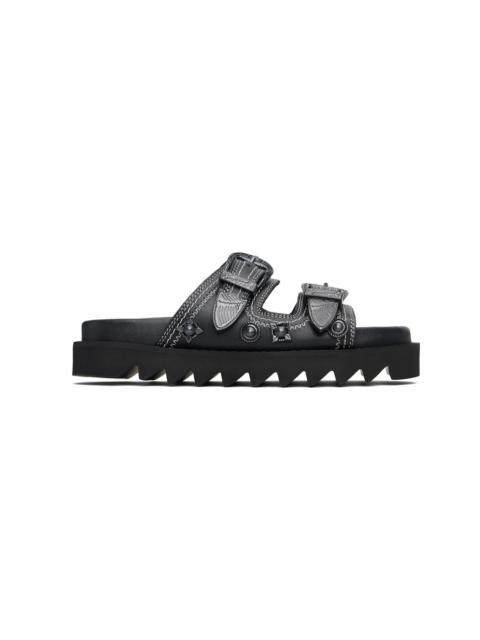 TOGA PULLA Black Contrast Stitch Leather Sandals