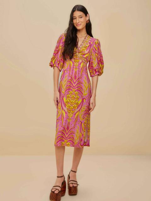 FARM RIO Pineapple Tapestry Pink Midi Dress
