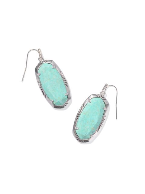 KENDRA SCOTT Elle Vintage Silver Etch Frame Drop Earrings in Sea Green Chrysocolla