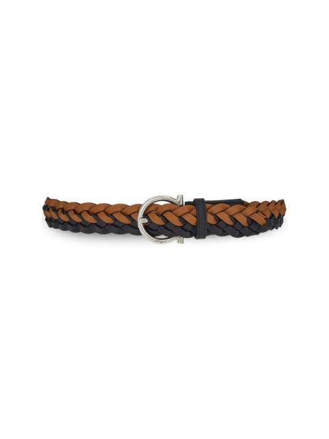 FERRAGAMO Gancini braided leather belt