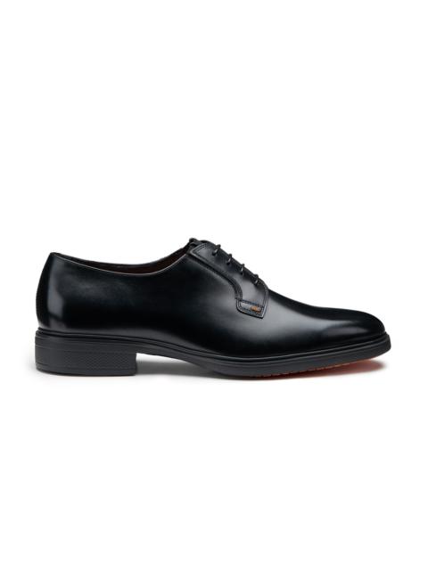 Santoni Men's black leather Easy lace-up