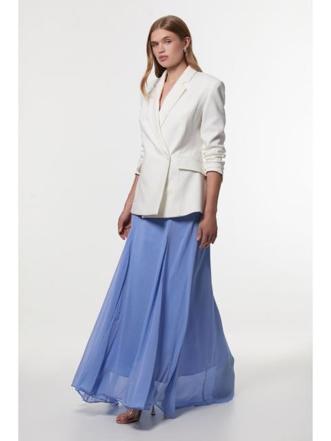 KAREN MILLEN Compact Stretch Stab Stitch Asymmetric Wrap Tailored Blazer