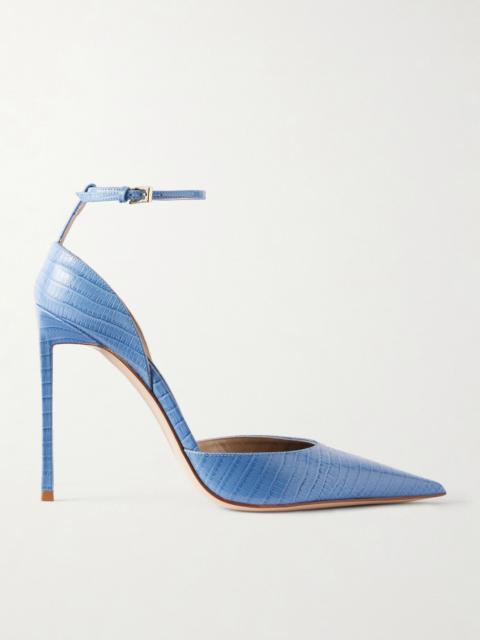 TOM FORD Snake-effect leather pumps Storm blue