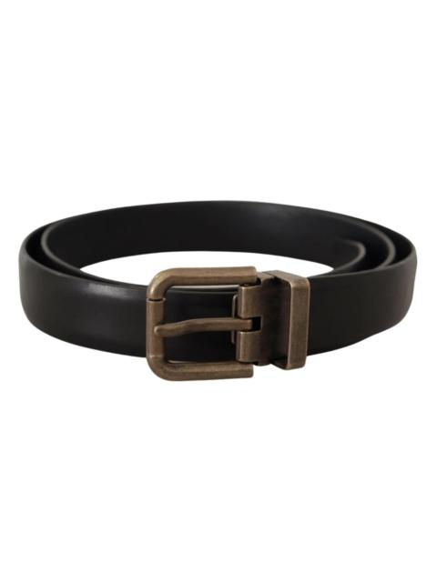 Dolce & Gabbana BLACK CALF LEATHER BOX BUCKLE BELT