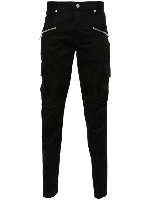 Black Tapered Cotton Cargo Trousers