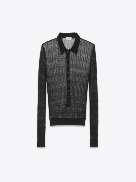 SAINT LAURENT long-sleeved polo in lace knit