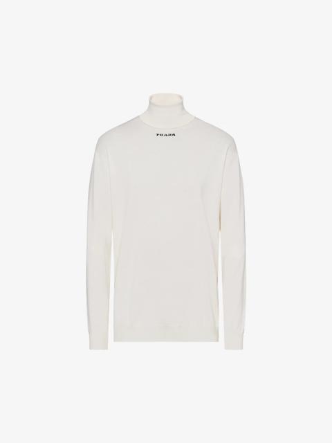 Logo-embroidered turtleneck cashmere jumper