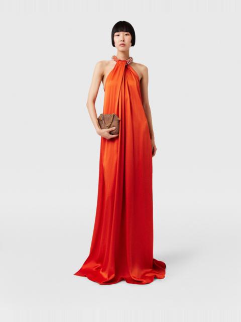 Crystal Halterneck Satin Maxi Dress