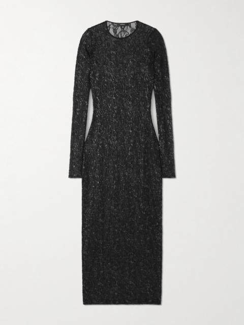 WARDROBE.NYC Metallic Corded Lace Midi Dress