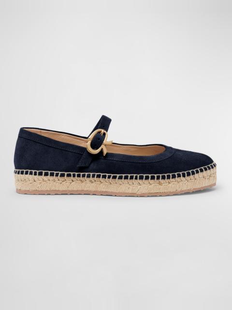 Gianvito Rossi Suede Mary Jane Ballerina Espadrilles