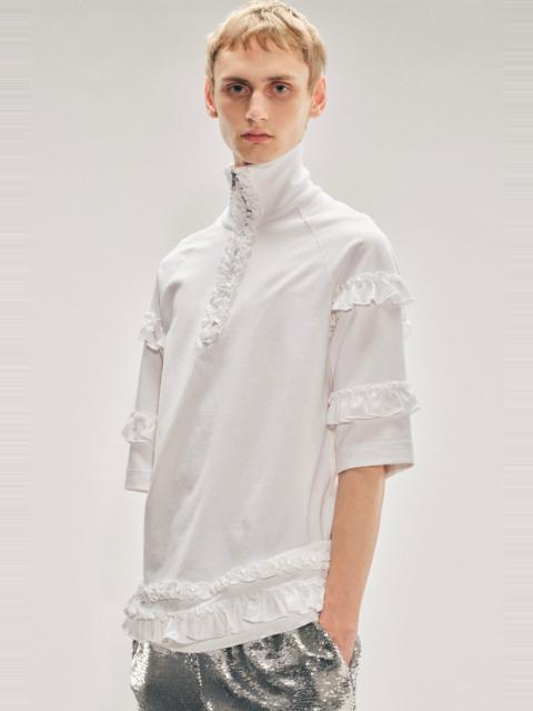 Simone Rocha Mock Neck Ruffle Frill Zip T-Shirt