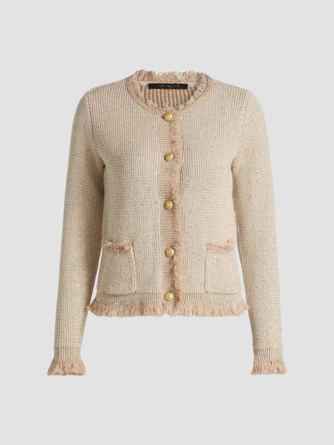 KOBI HALPERIN Women's Kailey Metallic-Knit Frayed Linen-Blend Cardigan - Natural