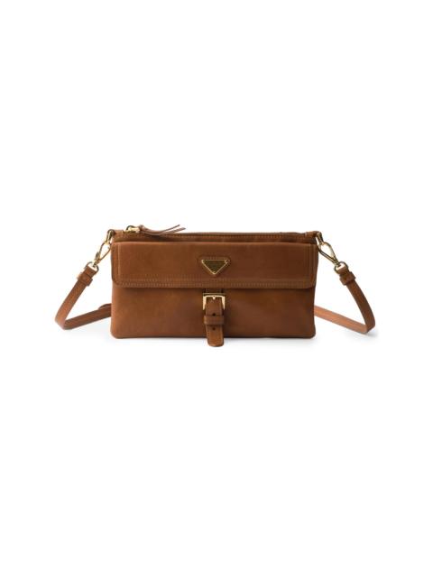 Prada Women's Nappa Leather Wallet with Shoulder Strap - Brown