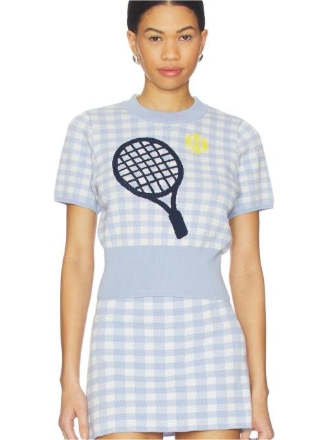 525 america Volley Graphic & Beaded Sweater Top