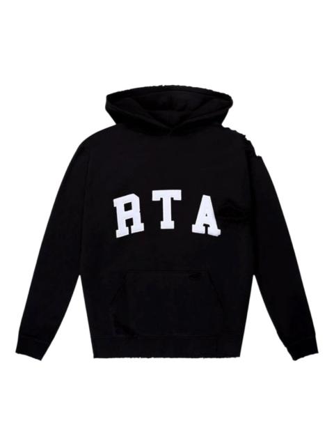 RTA distressed logo-patch hoodie