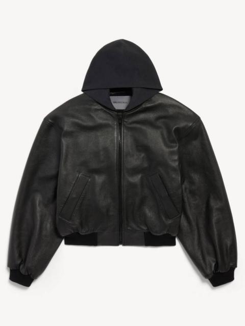 BALENCIAGA Men's Patched Hooded Jacket in Black