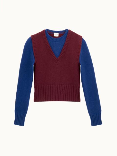 Tod's ROUND NECK JUMPER - BURGUNDY, BLUE