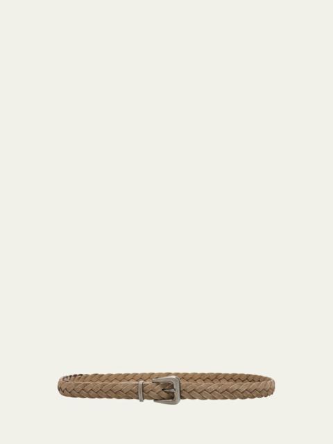 Brunello Cucinelli Braided Leather Belt with Monili